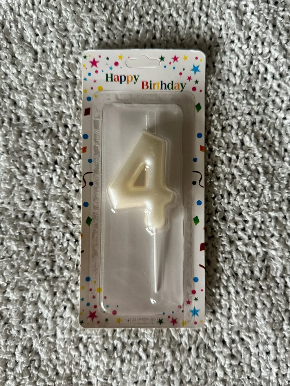 Pearl Ivory Number 4 Birthday Cake Candle